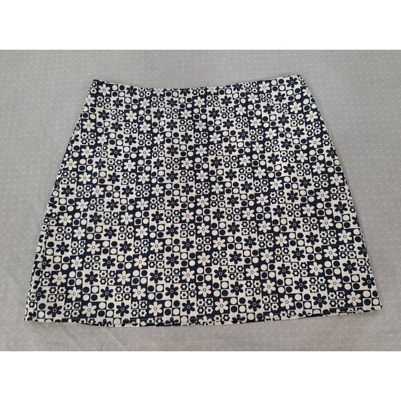 Elodie Navy Blue and White Floral Checkered Skirt/NWOT, Size  Large - Picture 1 of 5